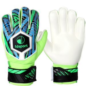 Gant de foot pour gardien de but pour adultes et enfants. Les gants sont vert et bleu et disponible en plusieurs couleurs. L'image est sur fond blanc.